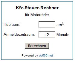 Kfz-Steuer für Motorräder berechnen | CB500.net